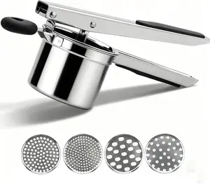 Potato Ricer Stainless Steel, 15 oz Heavy Duty Potato Masher with 3 Interchangeable Discs, Large Capacity Smooth Mashed Potatoes Press, Easy to Clean Kitchen Tool