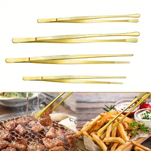 Stainless Steel Precision Kitchen Tweezer Tongs with Serrated Tips for Gripping Professional Kitchen Serving Tong for Food Cooking Cocktail Garnish Tools