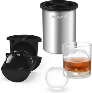 WIBIMEN Crystal Clear Ice Ball Maker - Stainless Steel Reusable Mold for Whiskey & Cocktails