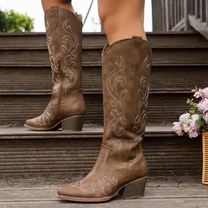 Women's Fashion Embroidered Cowboy Boots