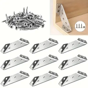 [Heavy Duty | Stainless Steel] 240pcs Heavy Duty Stainless Steel Corner Bracket | Shelf Bracket, 30pcs Brackets + 210pcs Screws, 90 Right Angle Support, Angle Connector for Cabinets, Furniture, Shelves, Wood, Industrial Hardware