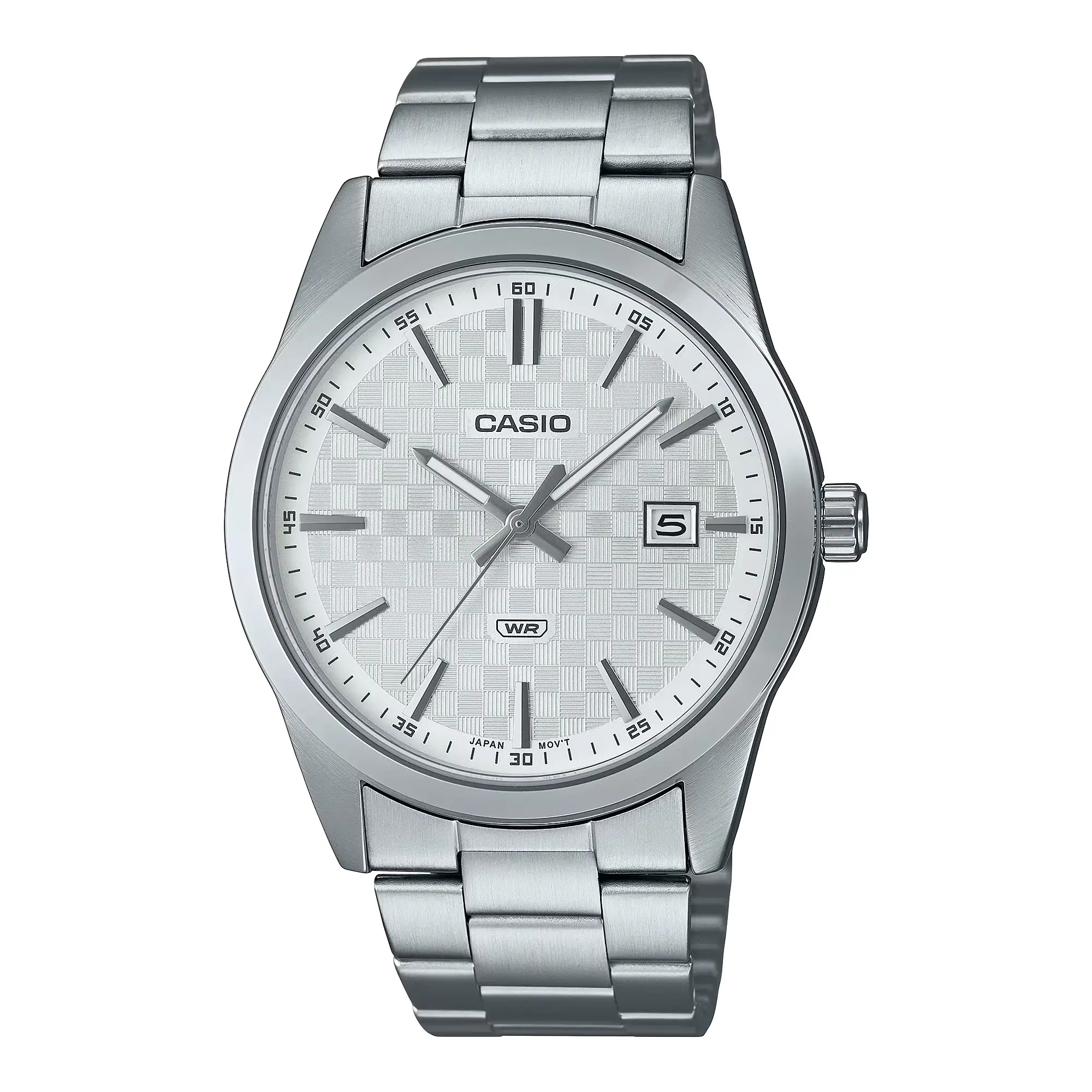 Casio Men’s Silver Stainless Steel Watch with Textured Silver Dial - MTP-VD03D-7AUDF