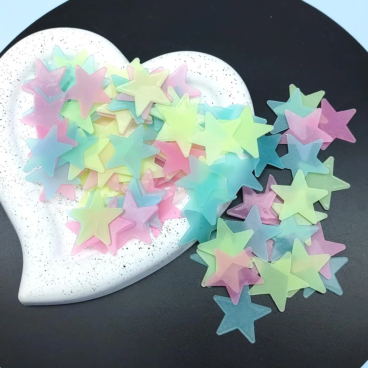 2PcsGlow in The Dark Stars Stickers  for Ceiling  Luminous 3D Ceiling Stars Glow in The Dark Wall Decals Multicolor Toddler Stocking Stuffers Wall Room Decor for Girls Boys Bedroom Living Room Accessories
