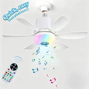 New Upgraded 20 Inch Bluetooth BR/EDR Music Ceiling Fan Light, RGB Color Changing Dimmable 32W LED Fan Lamp with Remote Control, Summer Holiday Home Decor for Bedroom Living Room Family Party, Customizable Lighting