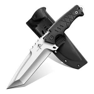 Purple Dragon Fixed Blade Knife with Kydex Sheath - D2 Steel Knife for Camping, Bushcraft - Ergonomic G10 Handle Outdoor Gear Gift for Men (Black-T)