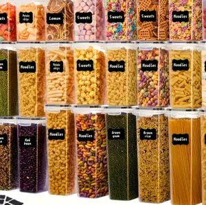 48pcs Sealed Food Storage Containers with LIDS Stackable Condiment Jars for Flour Grains Space Saving Kitchen Storage Reusable Labels Markings Transparent Design Durable Plastic Jars