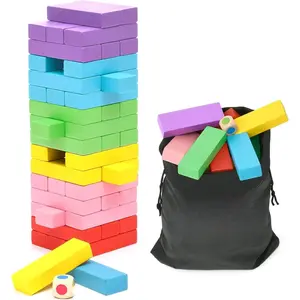 X-JP10 Wooden Stacking Board Games Building Blocks for Kids Boys Girls- 48 Pieces