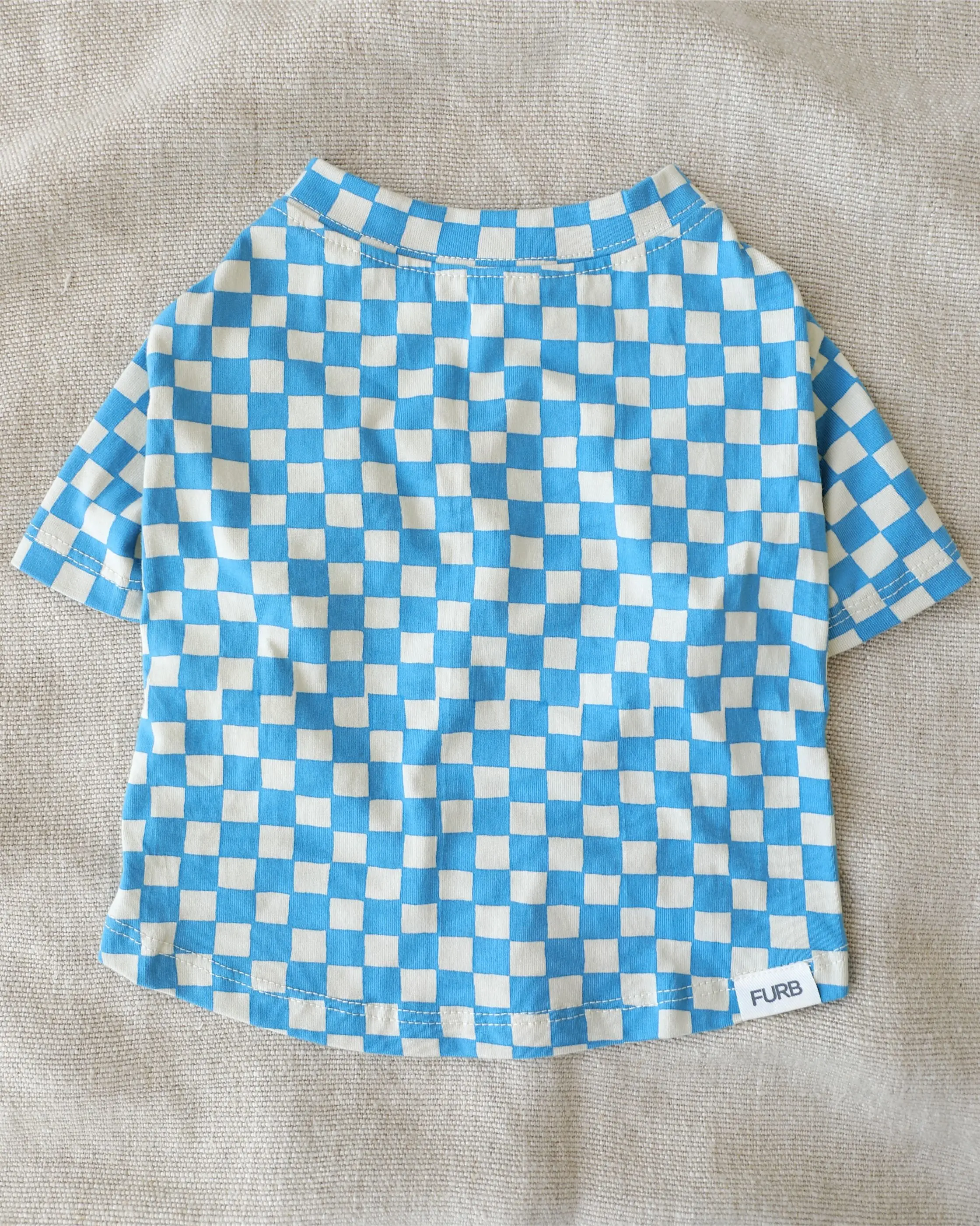 Make a Move Blue Mini Check Print Dog T-Shirt
