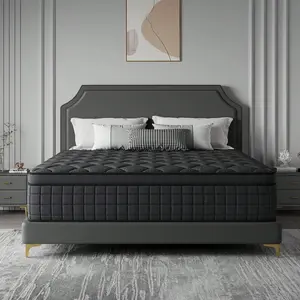 10"12"14" Queen Mattres Twin Full Queen King Size Bed Mattress In A Box, Hybrid Pocket Spring Breathable Cotton Layer Mattress For Motion Isolation & Silent Sleep, Lumbar Support & Pressure Relief, Medium Firm