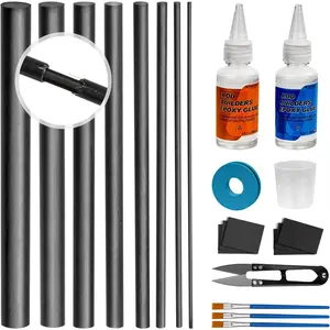 Fishing Rod Repair Kit with Carbon Fiber Sticks, Pole Repair Kit with Glue Complete for Rod Building Supplies