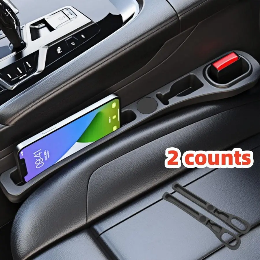 Car Seat Side Filler, PU Leather Car Seat Side Storage Strip, Phone Key Ticket Holder, Car Interior Accessories for Stowing & Tidying