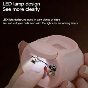 Multifunctional two-in-one LED nail clipper and polisher CH-701, equipped with a 2.5x magnifying glass, debris collector, silent 40-decibel motor, USB charging, with anti-cut protection, suitable for both men and women, and suitable as a holiday gift.
