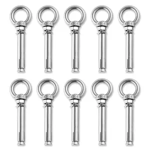 Shoulder Eye Bolts, Heavy Duty Eyebolts Stainless Steel Wall Concrete Anchors Screw Expansion Bolts with Nuts Eye Hooks Fastener for Ceiling Concrete Masonry