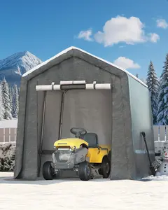 7X10 FT Heavy-Duty Portable Outdoor Storage Shed, 240g Waterproof Carport Storage Shelter with Roll-Up Door & Vent,UV-Resistant Canopy,Grey