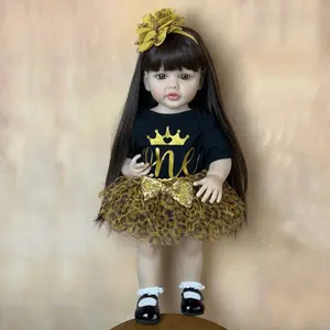 22 Inch 55cm Lifelike Princess Reborn Baby Doll Can Stand Girl Toddler Full Body Soft Vinyl Art Bath Toy Bebe Birthday Gifts for Children