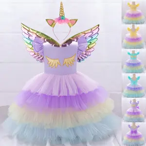 Rainbow Cartoon Cosplay Costume Fancy Carnival 011 Kids Clothes Wings Headband Performance Princess Theme Party Holiday Baby Girls Ball Gown Toddle Cocktail Dress 7M-5Y