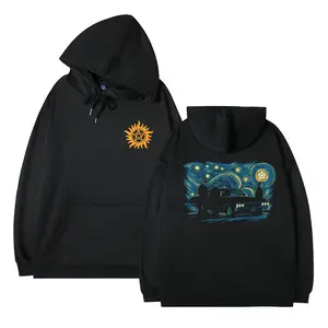 Supernatural Dean Sam and Castiel Starry Night Impala Hoodie, Fan Gift for Winchester Brothers, Horror TV Show Apparel, Unisex Graphic Pullover For Woman And Man