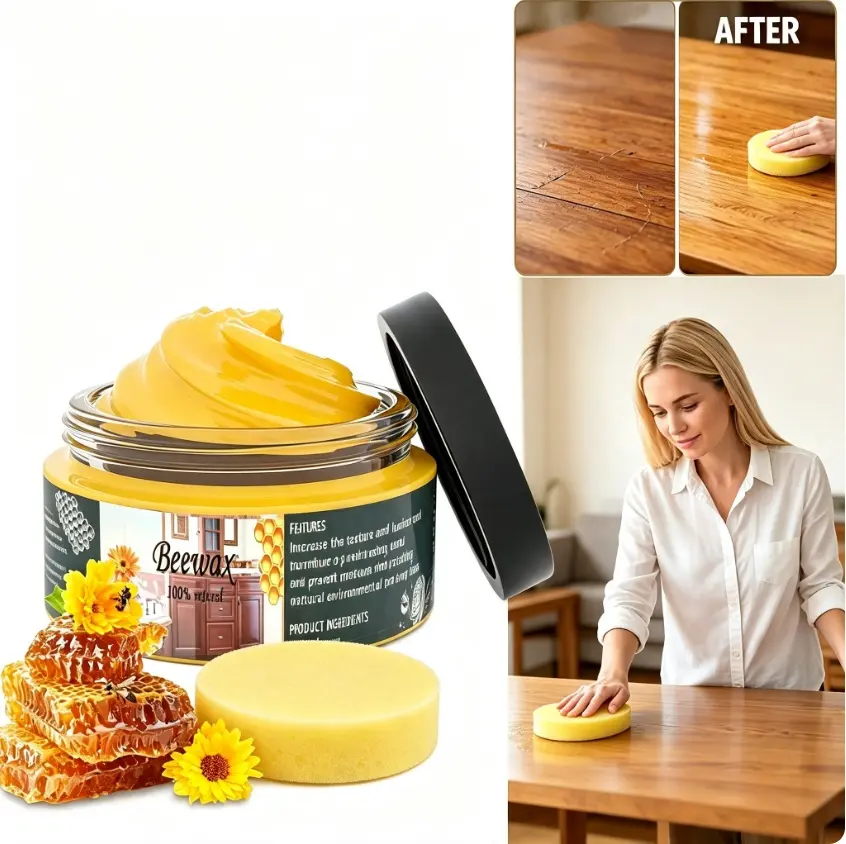 Beeswax Polish and Conditioner for Wood Furniture - Waterproof & Restorer Wood Wax, Multipurpose Beeswax Furniture Polish and Cleaner for All Types and Colours