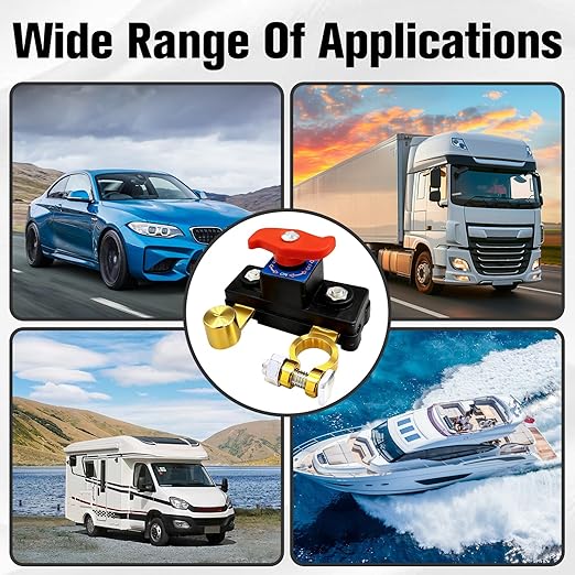 Car Battery Power Cut-Off Switch Breaker, Pure Copper High Conductivity & Stable Transmission Disconnect Switch, Universal Smart Battery Isolator for Car Truck Boat RV Marine Supplies
