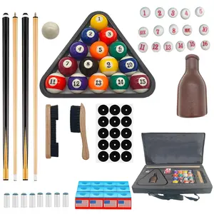 Pool Table Accessories - Pool Balls Set, Cues, Cue Tips, Chalk, Triangle, Brush & Spot Position Stickers