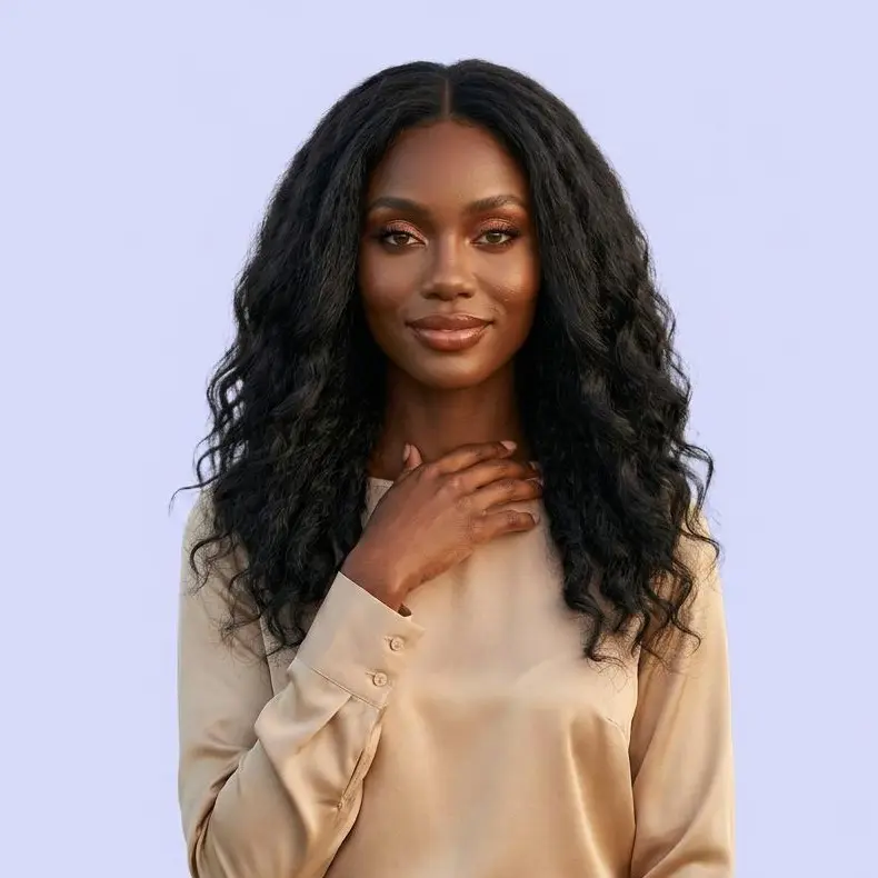 Female Human Hair Lace Front Wavy Wig - 7x5 HD Lace, Glueless, Pre-Plucked, 180% Density, 22in Black Kinky Wave, Natural Flow, Up to 451°F Heat Resistant for Daily Wear & Bold Look