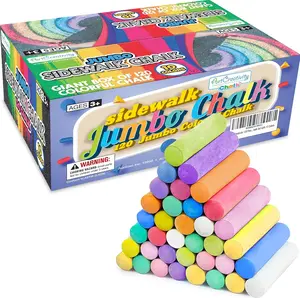 Jumbo Sidewalk Chalk Set for Kids, Giant Box of 120 Colorful Chalk Pieces, Non-Toxic, Dust-Free, Washable Chalk in 10 Colors, For Driveway, Pavement, Outdoors, Great Arts & Crafts
