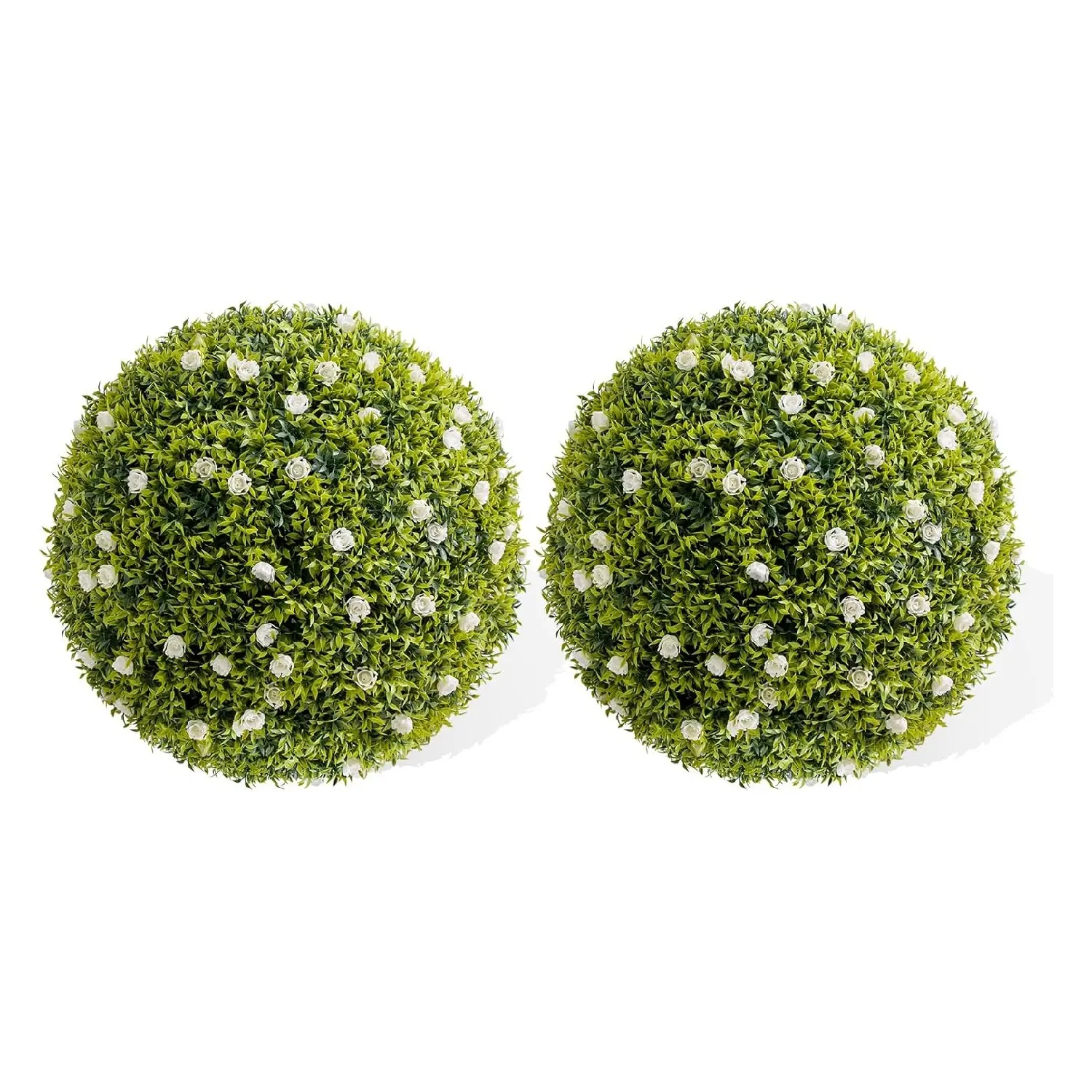 Decorative 2-Pack 20-Inch Large White Fruit-Themed Artificial Flower Topiary Balls - Maintenance-Free Artificial Plants Topiaries, Hanging Home Decor Ornaments for Gardens Porches, Housewarming