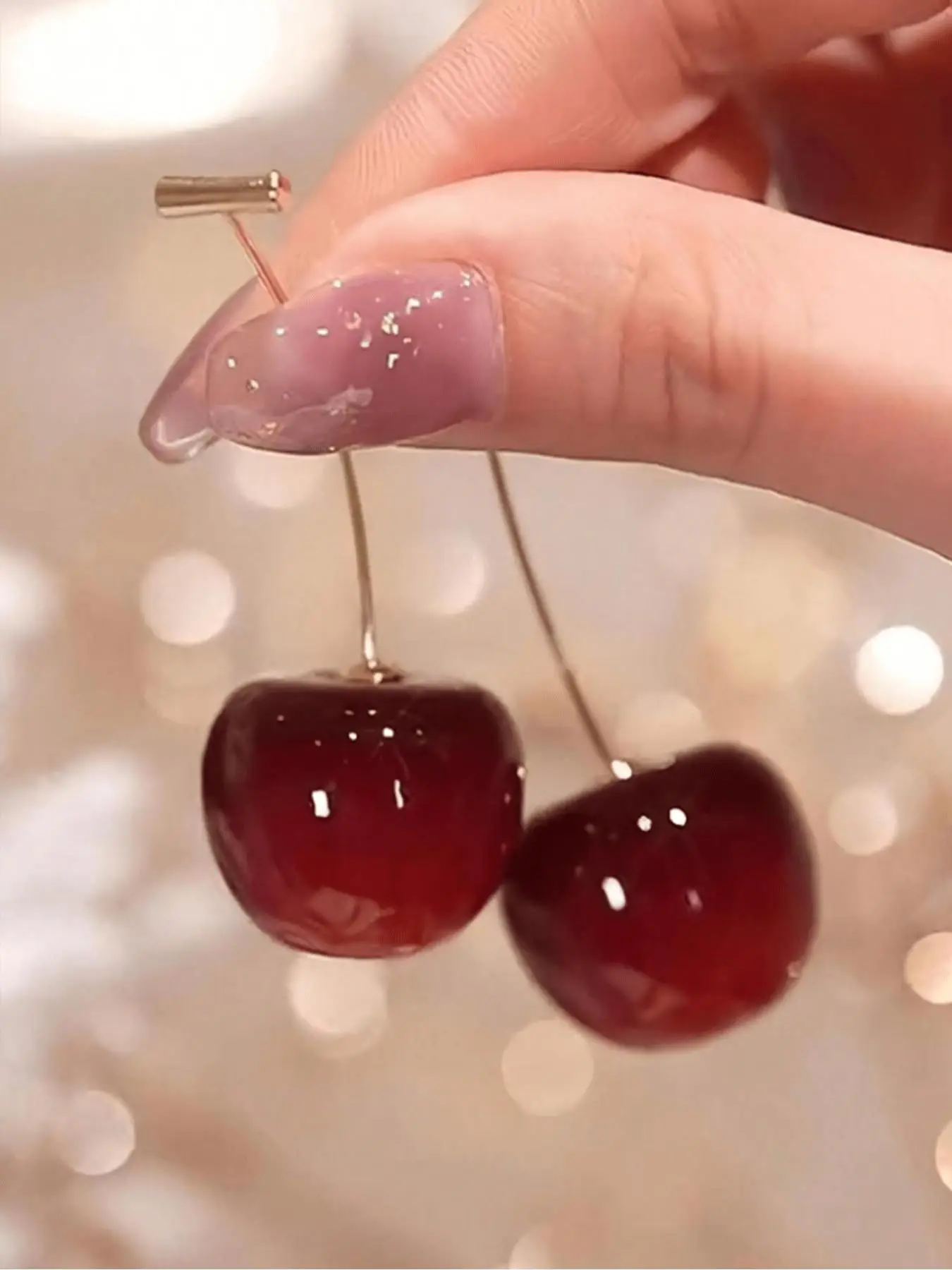 Cute Cherry Design Dangle Earrings, 2024 New Style Fashionable Jewelry for Women & Girls, Trendy All-match & Exquisite Jewelry for Birthday Gift Daint