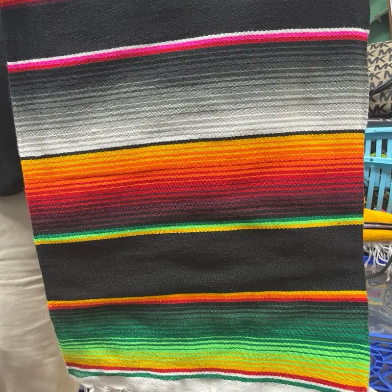 Striped Zarape, Black Multicolor Fashion Accessory Set