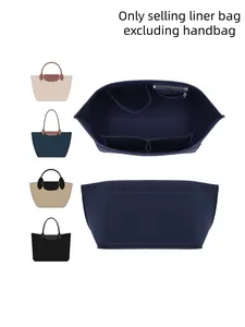 2026 New Purse Organizer Compatile with Longchamp Handbags, Felt Handbag Organizer Insert with Multi-Pockets, Tote Bag organizer insert for Tote Bag or Handbag, inner bag with Large capacity, more compartments, easy to storage, with anti theft zipper