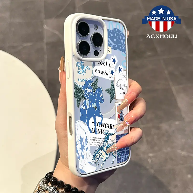Chic Magnetic Case for iPhone11/12/13/14/15/16/promax Western Cowboy Collage MagSafe Ready, Anti-Slip, Ultra Thin | Aesthetic Touch for Daily Use