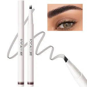 FOCALLURE FLUFFMAX TINTED Liquid Eyebrow Pen, Eyebrow Microblading Pen with a Micro-Fork Tip Applicator, Long-Lasting, Smudge-Proof, Creates Natural Looking Brows, DEEP BROWN