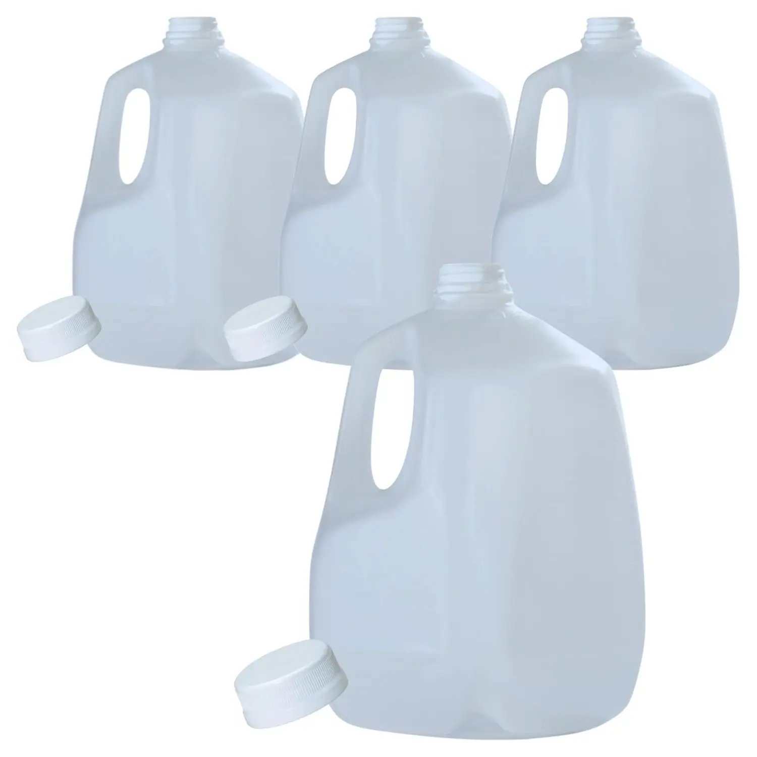 (4 PACK) 128 Oz Empty Plastic Gallon Juice Bottles with Tamper Evident WHITE Caps - Smoothie Bottles - Ideal for Juices, Milk, Smoothies, Picnic's and Even Meal Prep - Made in USA