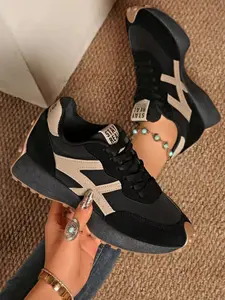 Women's Fashion Thick-Soled Sneakers, Breathable Walking Shoes, Comfortable Support, All-Season Footwear, Ideal for Daily Wear & Gym