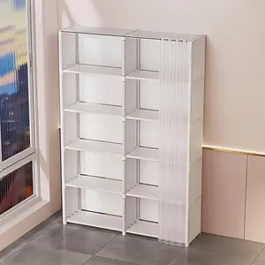 Single/Double Tier Multi-Purpose  Shelf, Easy to Install, 15.75/31.5 Inch Simple Garment  Cabinet, Dust-Proof Sundry Bookcase, Suitable for Office, Classroom, Living Room, Bedroom and Dormitory shoe storage