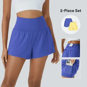 Halara 2-Piece Super High Waisted Back Pocket & Side Hidden Pocket 2-in-1 Yoga Shorts 3" Set #SwimWeek
