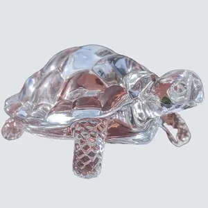 Clear Lead Crystal Glass Turtle Collectors Knick Knack Decor Ornaments