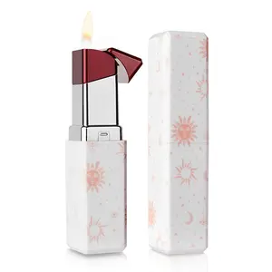 Soft Flame Refillable Butane Lipstick Lighter, Novelty Adjustable Open Flame Lighter with Two Adjustment Sheet , Nice Gift for Girls,Women,Girlfriend on Birthday,Anniversary