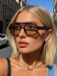 Unisex Vintage Trendy Tortoise Pattern Aviator Sunglasses, Retro Outdoor Sports Sunglasses, Fashionable Sunglasses for Men & Women for Everyday Use, Tortoiseshell Sunglasses