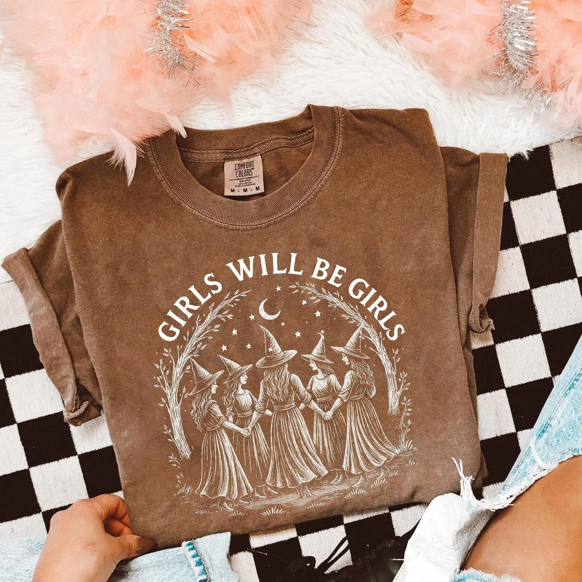 Comfort Colors Vintage Girls Will Be Girls Witch Shirt Funny Witch Vintage Shirt Vintage Halloween Women Shirt Witchy Vibes Shirtwitchy