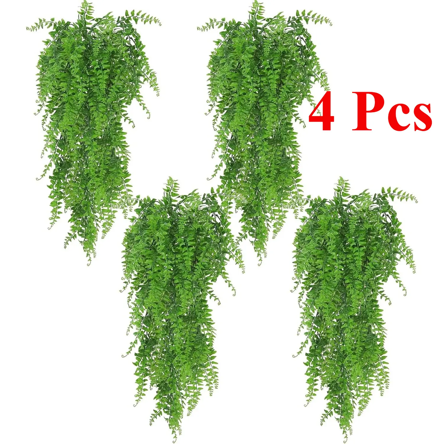 4Pcs Lightweight Decorative Artificial Hanging Fern Vine Set - Fake Ivy Leaves Wall Decor for Indoors, Weddings, Farmhouse Aesthetic, Faux Foliage Greenery for Living Room or Garden