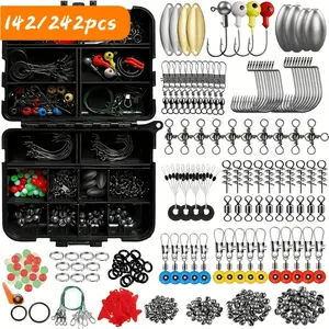 Takami Fishing Accessories Kit, Fishing Tackle Set, 142/242pcs Lead Weight Hooks, Sinkers, Connectors, Ideal for Holidays, Perfect Gift Idea