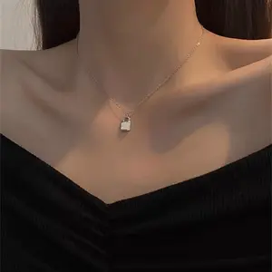 925 silver Plated Lock Chain Necklace