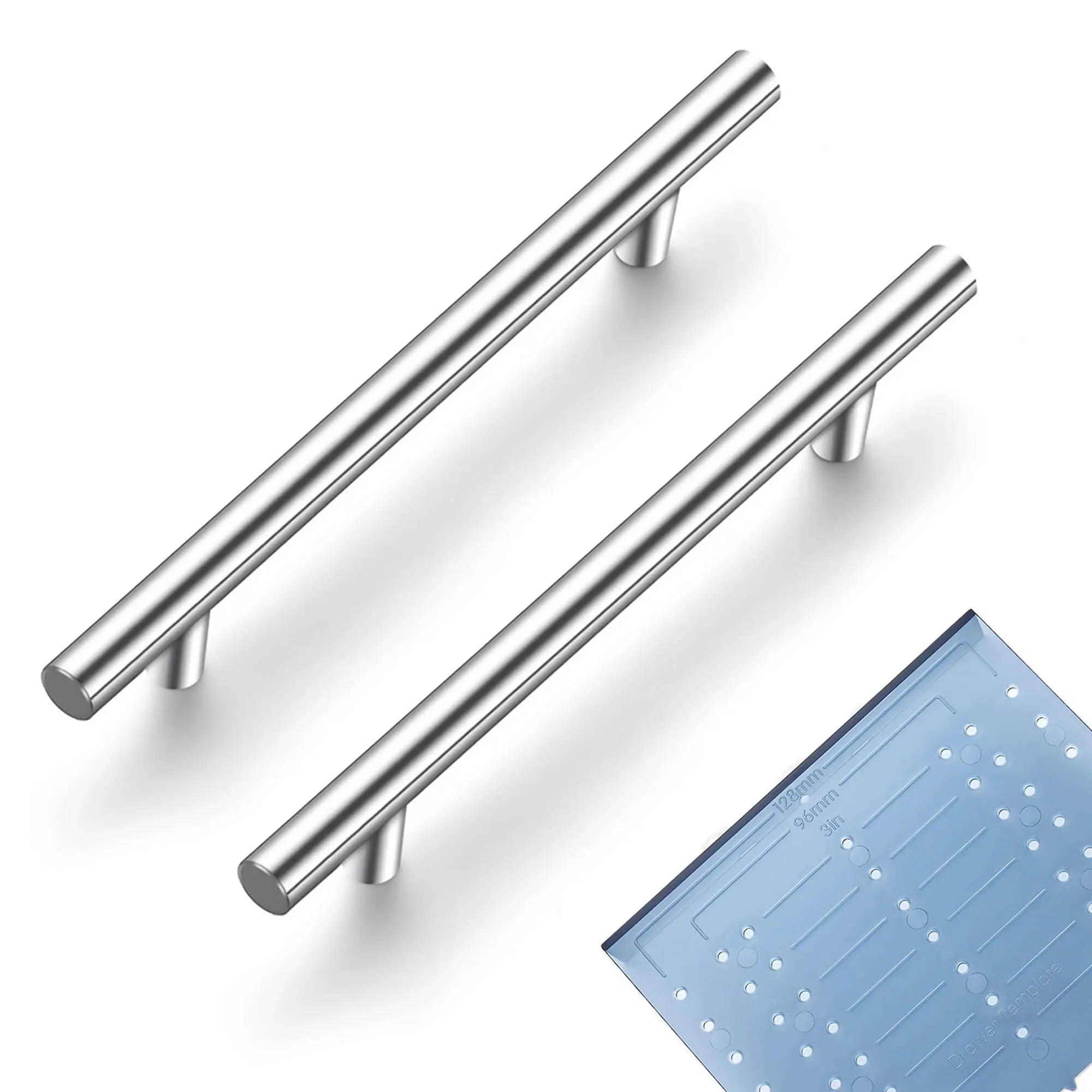 Ravinte Brushed Nickel Stainless Steel Cabinet Pulls, 7.38in Length Kitchen Drawer Pulls & Door Handles, with Mounting Template