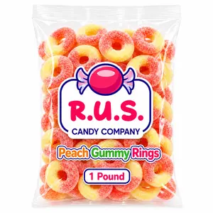 Peach Ring Gummies, 16 oz Bag, Soft Chewy Fruity Peach Candy