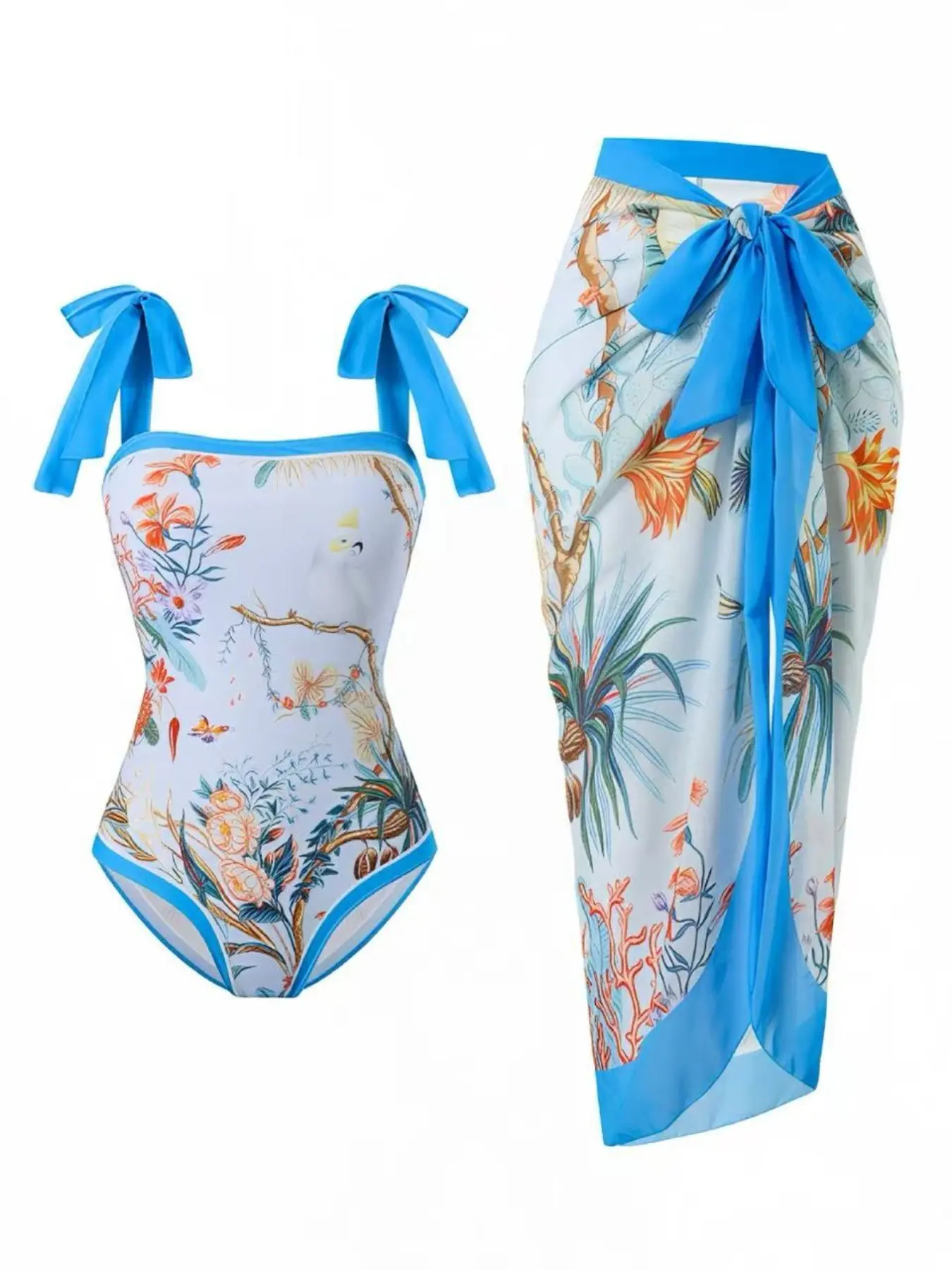 Women's Sexy One-Piece Swimsuit Set, Slimming Belly Cover-Up Wrap Skirt, Beachwear Swimwear, Summer Fashion Bathing Suit, Swimsuit Coverup, Swimsuit Cover Ups, Swimwear Coverups