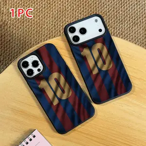 1PC Gold Number and Stripe Jersey Pattern TPU Phone Case Cover for iPhone 17/17Pro/17ProMax/17Air/16/16Pro/16ProMax/15/15Pro/15ProMax/14/13/13Pro/13ProMax/12/12ProMax/11