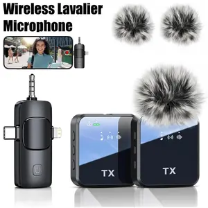 Wireless Lavalier Microphone, USB Rechargeable Wireless Microphone with Noise Cancellation, Mini Microphone for Recording Interviews, Video Blogs, YouTube, Tik Tok, Audio, Wireless Mic Receiver, Lapel Mic, Noise Cancelling Mic