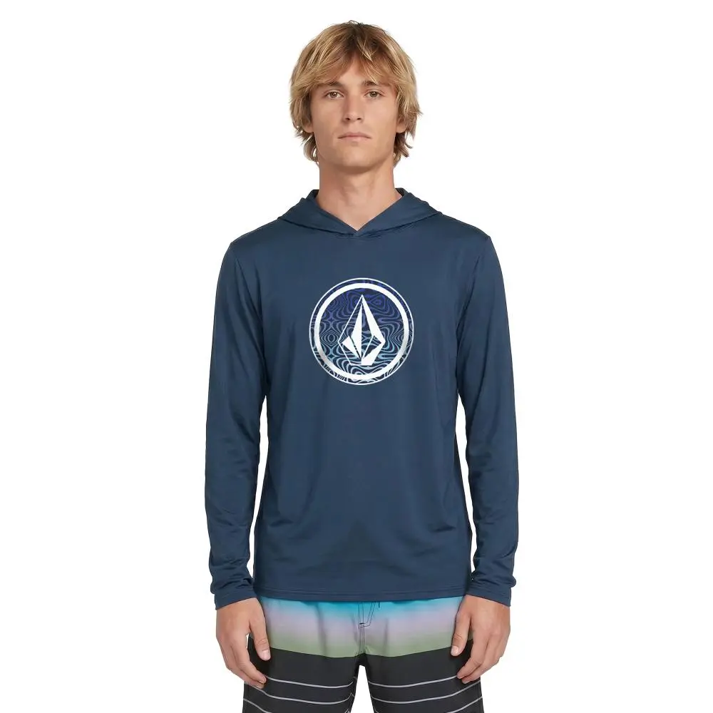 VOLCOM Men's Crawdad Volmbre Hooded Rashguard, Comfortable Layering Long Sleeve Swim Shirt with UPF 50+ UV-Protection for Pool Days, Male, Paddle Days, Surf Sessions, Swim Trunks, Uv-Protective, Sporty Chic, Flexible