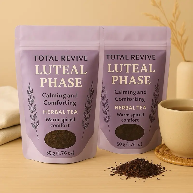 Total Revive Luteal Phase Tea - Organic Rooibos Blend for PMS Symptom Relief & Calm - 15 Servings - Women's Wellness Formula